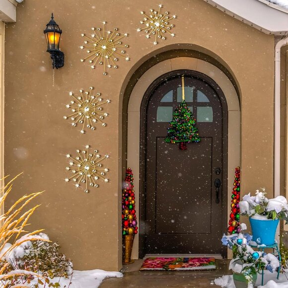 Artistic 4-Piece Starburst Wall Decor Set - Gold Metal Accents for Home Interior - Picture 5 of 6